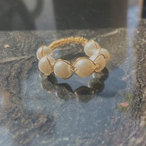 gold wire pearl band rings 🤍